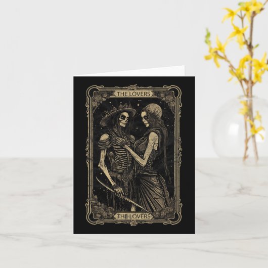 Tarot Kaart De Geliefden Skelet Gothic Schedel Hal (Gele Bloem)