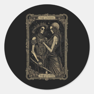 Tarot Kaart De Geliefden Skelet Gothic Schedel Hal Ronde Sticker