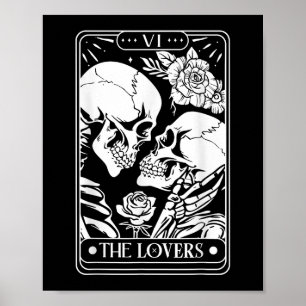 Tarot Kaart De geliefden  Skeleton Gothic Hallow Poster