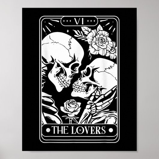 Tarot Kaart De geliefden Skeleton Gothic Hallow Poster (Voorkant)