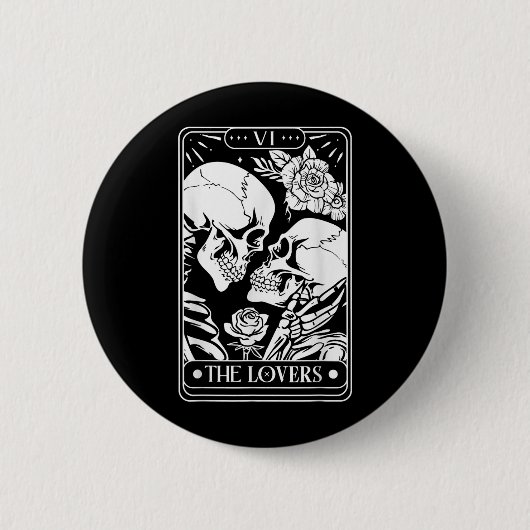 Tarot Kaart De geliefden Skeleton Gothic Hallow Ronde Button 5,7 Cm (Voorkant)