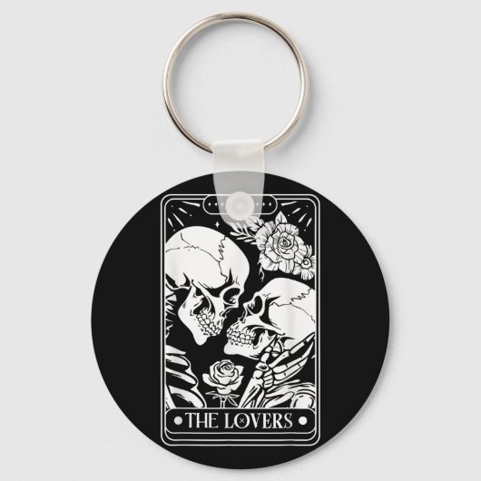 Tarot Kaart De geliefden Skeleton Gothic Hallow Sleutelhanger (Voorkant)