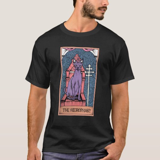Tarot Kaart De Hiërofant en Sphynx Kat Occult T-shirt (Voorkant)