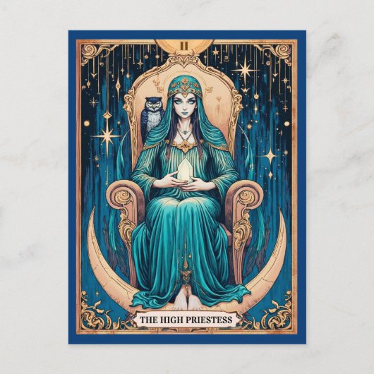 Tarot Kaart, de Hogepriesteres 2 Briefkaart (Voorkant)