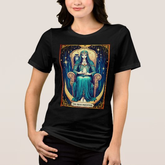 Tarot Kaart, de Hogepriesteres 2 Tri-Blend Shirt (Voorkant)