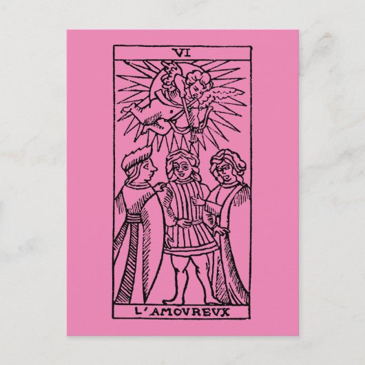 Tarot-Kaart: De Lovers Briefkaart (Voorkant)