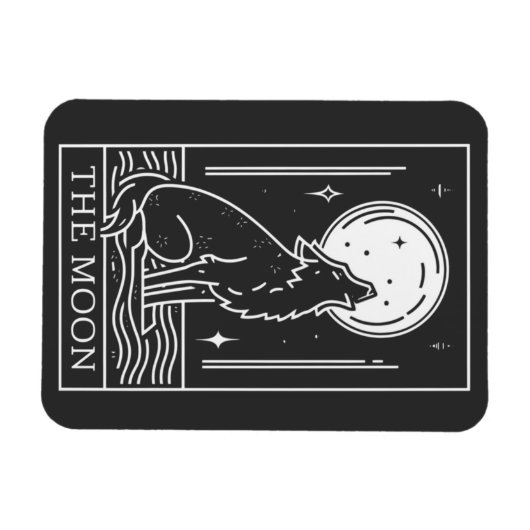 Tarot Kaart De Maan Wolf Howling Magneet (Horizontaal)