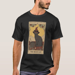 Tarot Kaart De tovenaar en kat Kosmische Grafische T-shirt