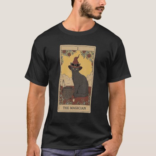 Tarot Kaart De tovenaar en kat Kosmische Grafische T-shirt (Voorkant)
