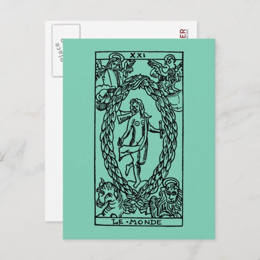 Tarot Kaart: De wereld Briefkaart (Voorkant / Achterkant)