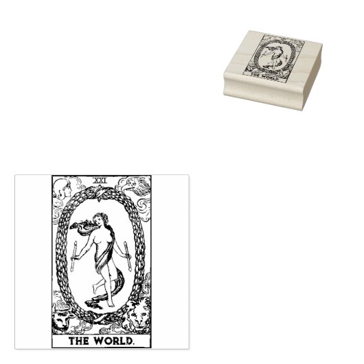 Tarot Kaart: De wereld: gepersonaliseerde tekst Rubberstempel (Gestempeld)
