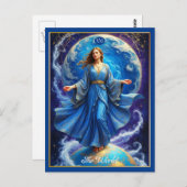 Tarot Kaart, de wereld, in Deep Blue Briefkaart (Voorkant / Achterkant)