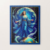 Tarot Kaart, de wereld, in Deep Blue Legpuzzel (Verticaal)
