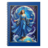 Tarot Kaart, de wereld, in Deep Blue Notitieboek (Voorkant)