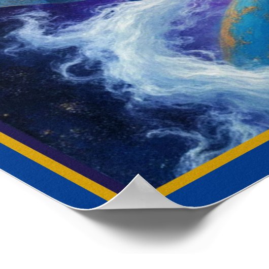 Tarot Kaart, de wereld, in Deep Blue Poster (Hoek)