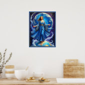 Tarot Kaart, de wereld, in Deep Blue Poster (Keuken)