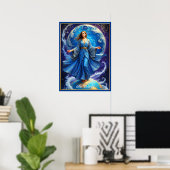 Tarot Kaart, de wereld, in Deep Blue Poster (Thuiskantoor)