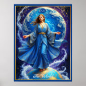 Tarot Kaart, de wereld, in Deep Blue Poster (Voorkant)