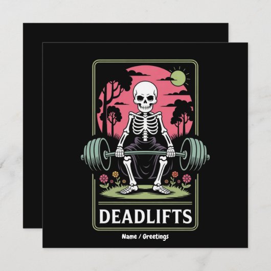 Tarot Kaart Deadlifts Funny Skeleton Workout Desig (Voorkant / Achterkant)