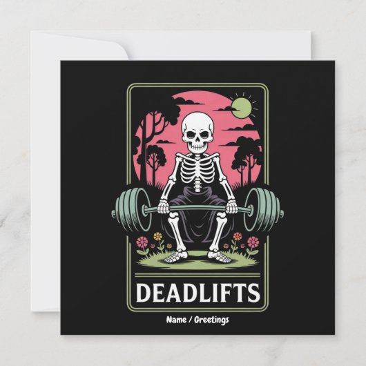 Tarot Kaart Deadlifts Funny Skeleton Workout Desig (Voorkant)