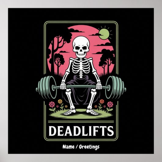 Tarot Kaart Deadlifts Funny Skeleton Workout Desig Poster (Voorkant)