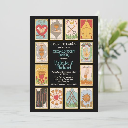 Tarot Kaart Engagement Party Invitations (Staand voorkant)