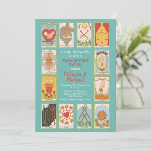 Tarot Kaart Engagement Party Invitations (Staand voorkant)