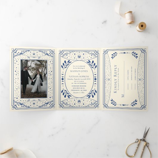  Tarot Kaart Gotische bruiloft drievoudige uitnodi (Binnen)