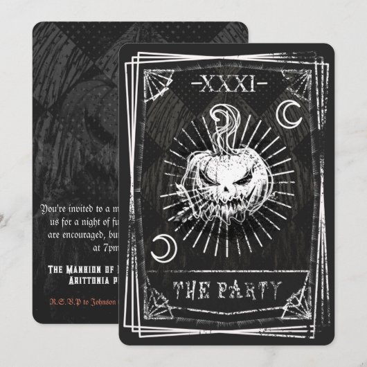 Tarot kaart Halloween uitnodiging (Voorkant / Achterkant)