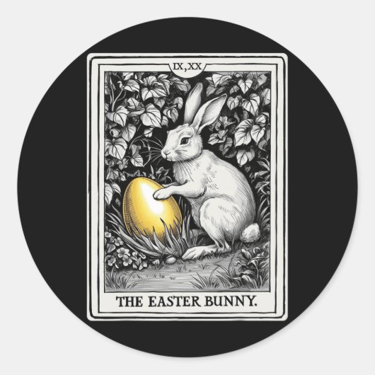 Tarot Kaart Happy Easter Bunny Spring Easter Egg E Ronde Sticker (Voorkant)