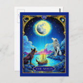 Tarot Kaart Illustratie, De Maan (Voorkant / Achterkant)