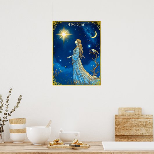 Tarot Kaart Illustratie, De Ster Poster (Keuken)