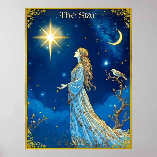 Tarot Kaart Illustratie, De Ster Poster (Voorkant)