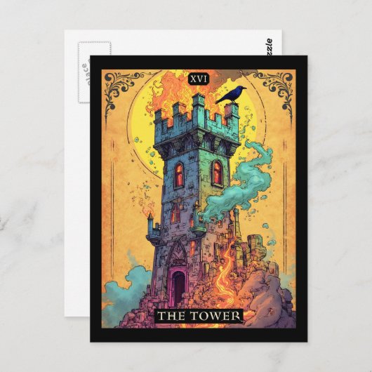 Tarot Kaart Illustratie, De Toren (Voorkant / Achterkant)