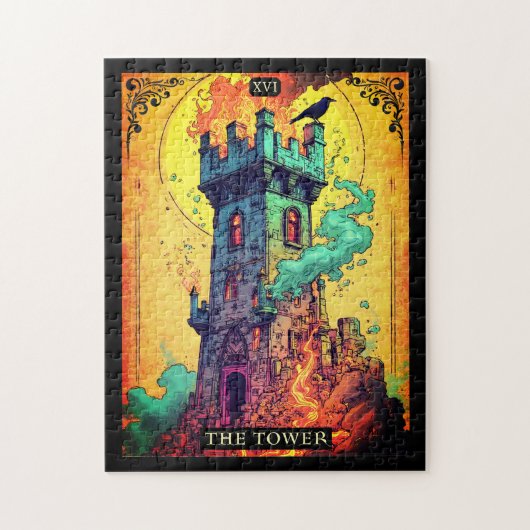 Tarot Kaart Illustratie, De Toren Legpuzzel (Verticaal)