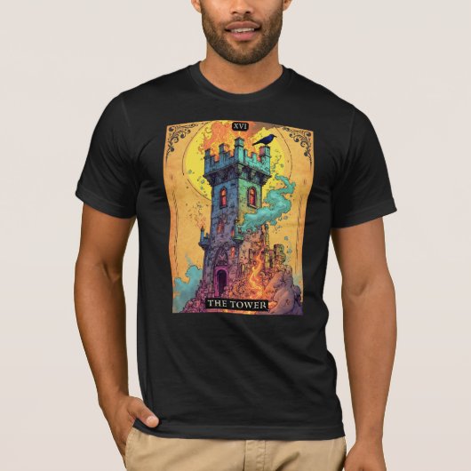 Tarot Kaart Illustratie, De Toren T-shirt (Voorkant)