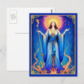 Tarot Kaart Illustratie, Koningin van toverstokken (Voorkant / Achterkant)