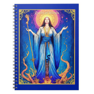 Tarot Kaart Illustratie, Koningin van toverstokken Notitieboek
