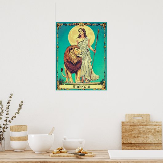 Tarot Kaart Illustratie, Sterkte Poster (Keuken)