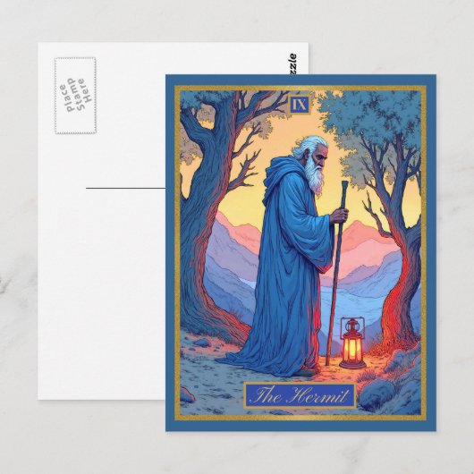 Tarot Kaart Illustration, De kluizenaar (Voorkant / Achterkant)