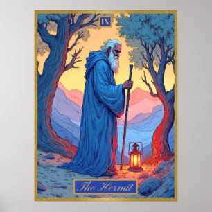 Tarot Kaart Illustration, De kluizenaar Poster
