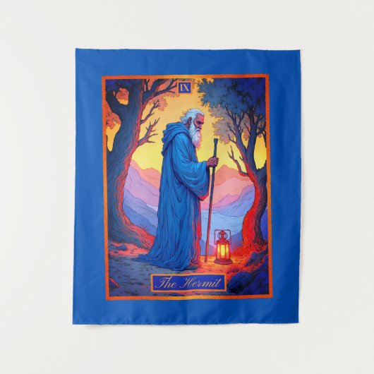 Tarot Kaart Illustration, De kluizenaar Wandkleed (Voorkant)