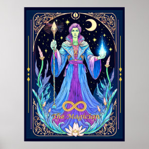 Tarot Kaart Illustration, De tovenaar Poster