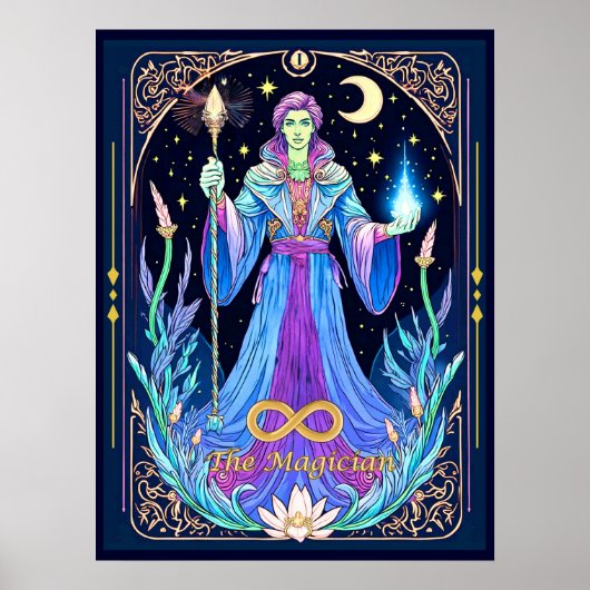 Tarot Kaart Illustration, De tovenaar Poster (Voorkant)