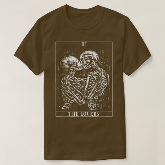 Tarot Kaart Kissend Skeleton Lovers Botten Hor T-shirt (Design voorkant)