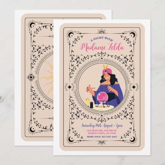 Tarot Kaart Lezing Crystal Ball Party Uitnodigen (Voorkant / Achterkant)