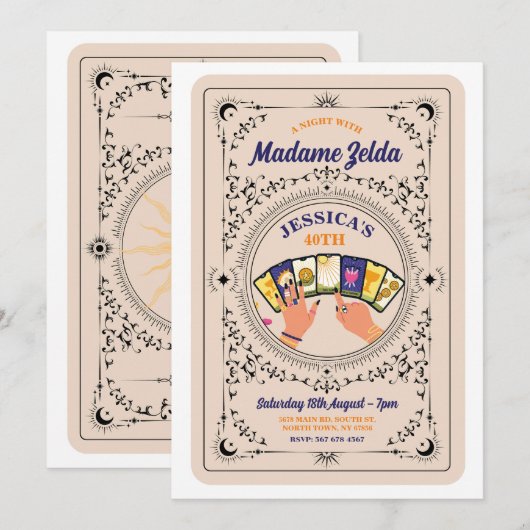 Tarot Kaart Lezing Fortuin Verjaardagsfeest Uitnod (Voorkant / Achterkant)