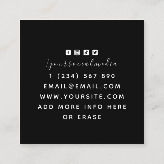 Tarot Kaart Lezingen Mystieke Witchy Zwart & Wit Vierkante Visitekaartje (Achterkant)