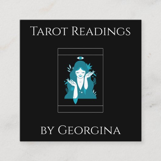Tarot Kaart Lezingen Mystieke Witchy Zwart & Wit Vierkante Visitekaartje (Voorkant)