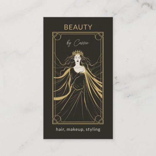 Tarot Kaart make-up haar stylist estheticus zwart Visitekaartje (Voorkant)